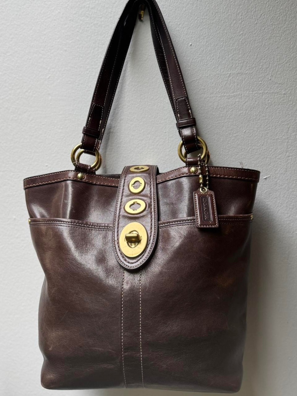 Coach F13757 Lily Legacy Brown Shoulder Bag Turnlock Anniversary